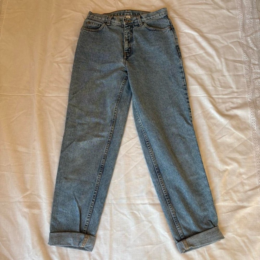 Vintage 100% Cotton Anne Klein Denim High Waisted Light Wash Jeans Size 6